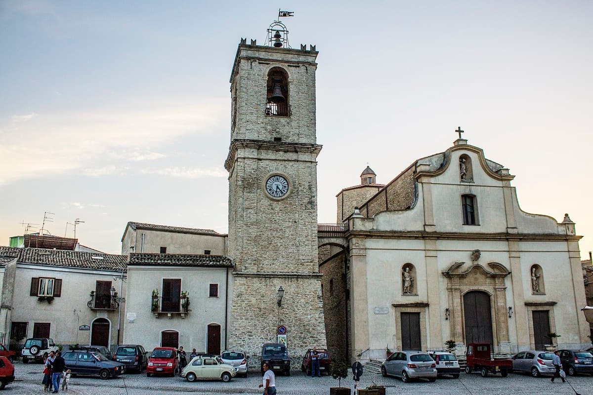 An eighteenth-century church facade with a clock tower
