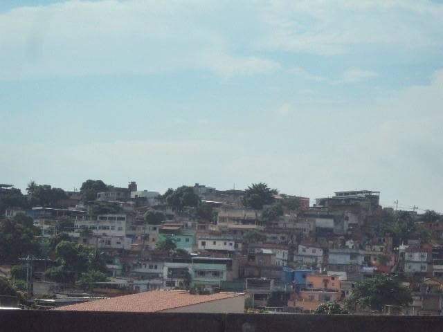 Rows of low houses on a hillside in Cordovil, Rio de Janeiro