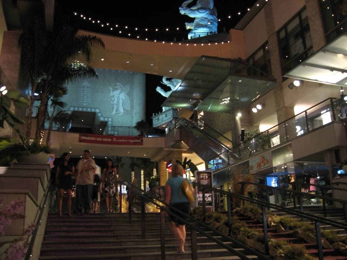 The grand staircase and lit atrium of the Kodak Theatre at night