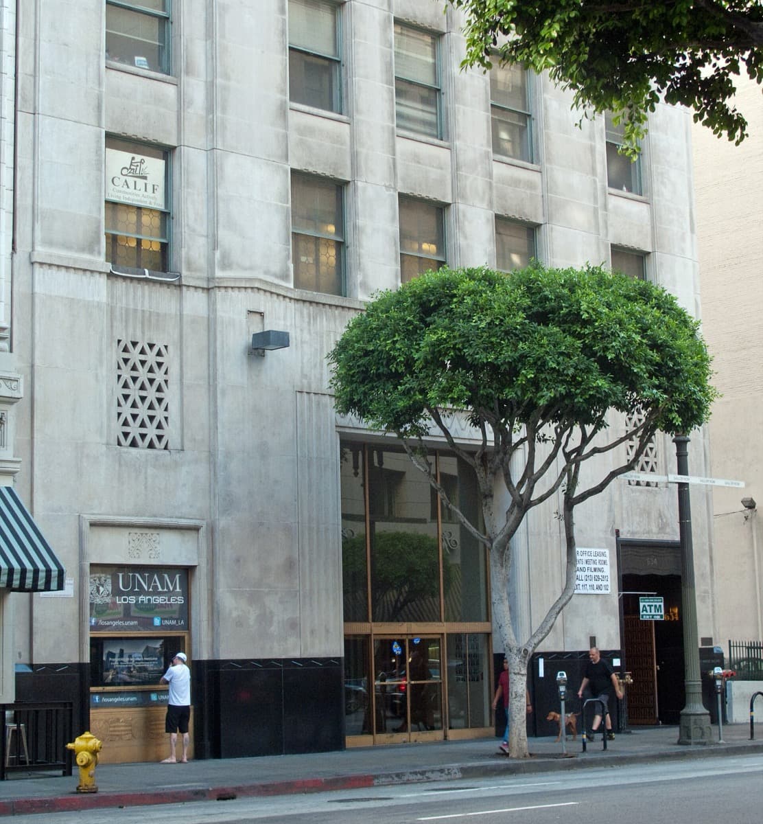 A narrow early-twentieth-century office building front on a downtown street