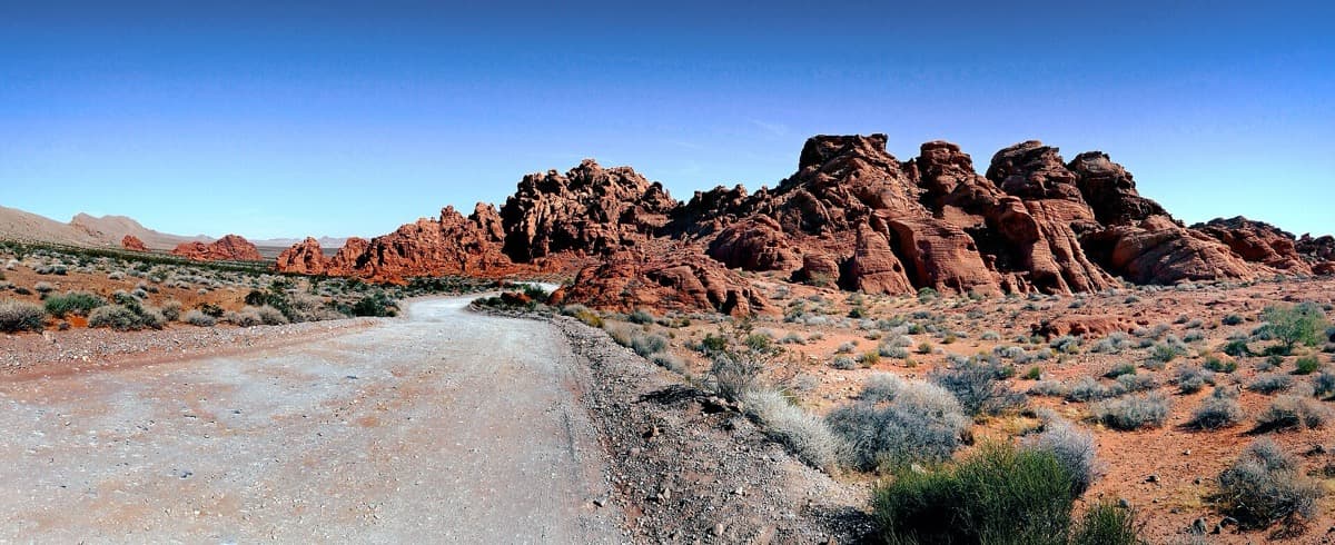 Red sandstone rock formations in a desert