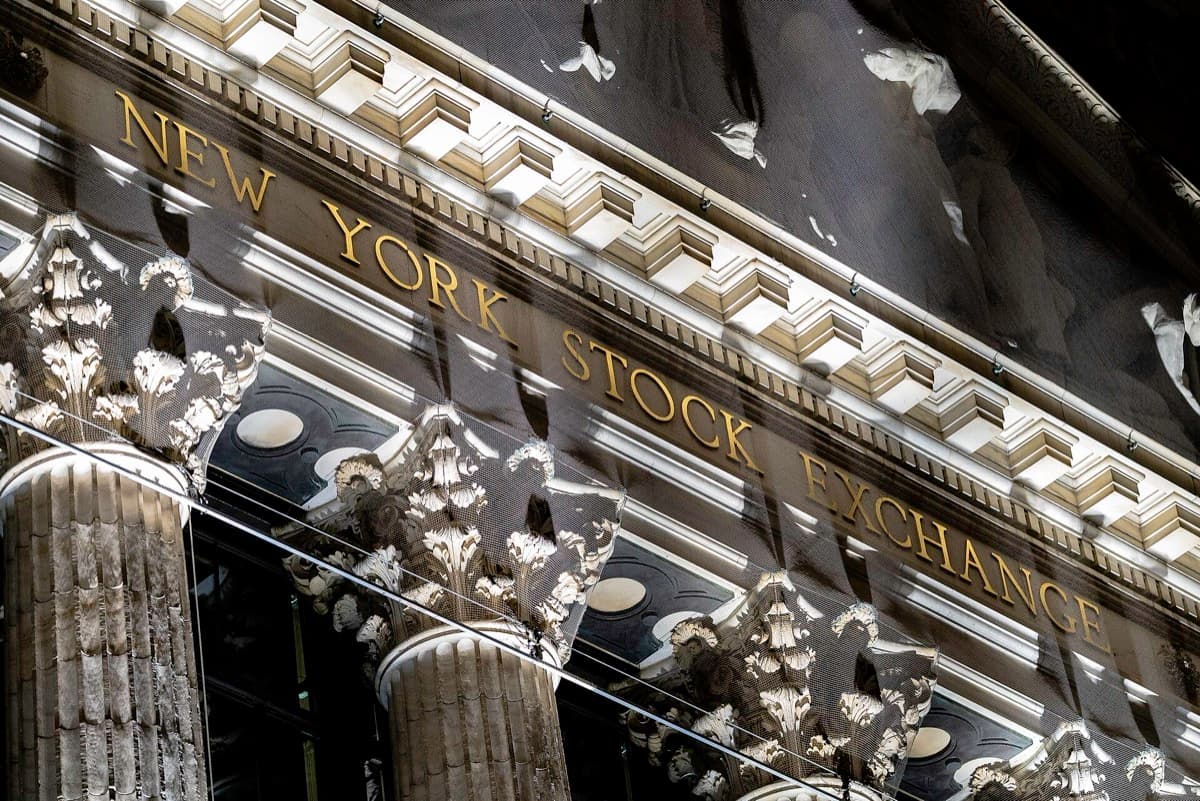 Carved lettering above the entrance of the New York Stock Exchange