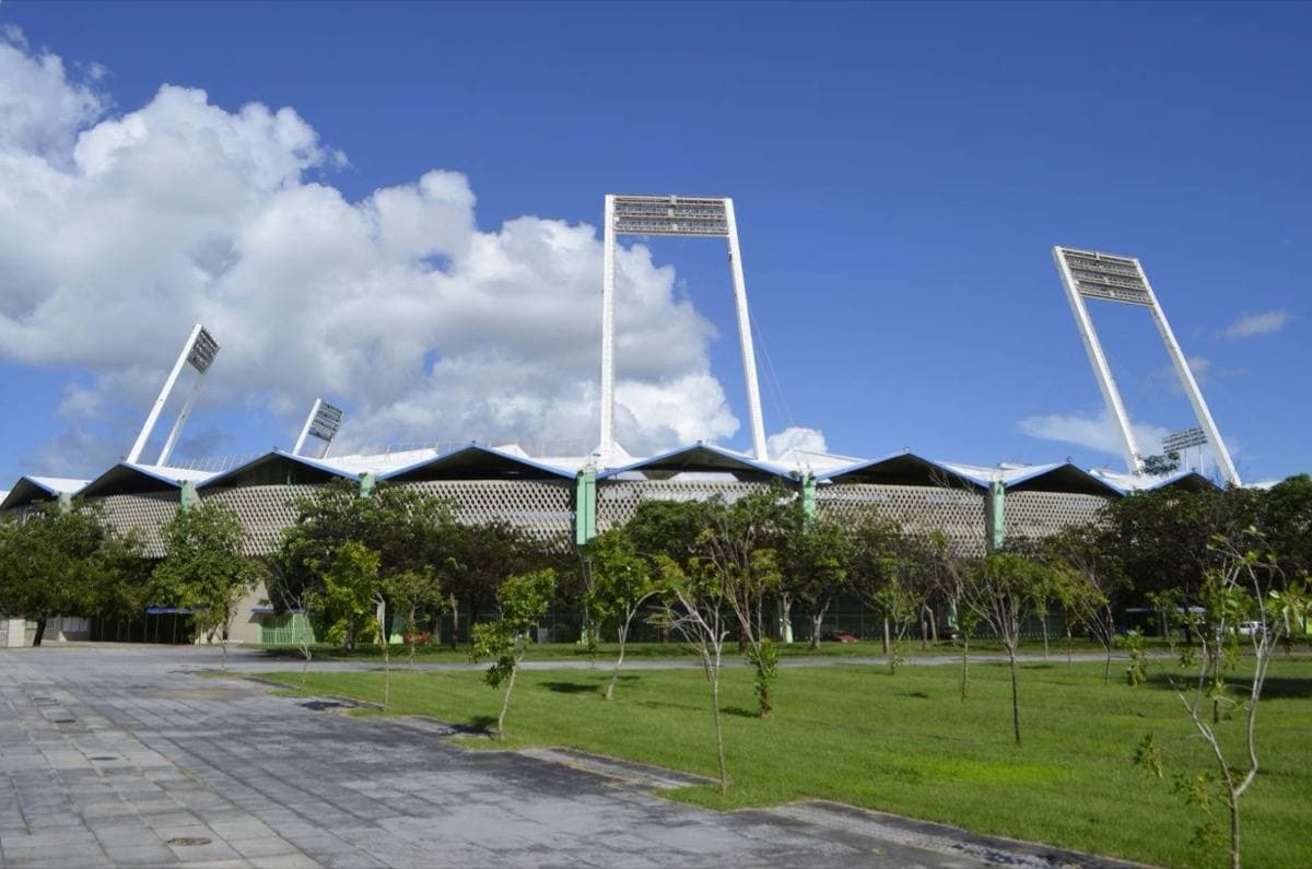 The concrete exterior of Hiram Bithorn Stadium