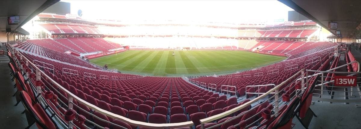 A panorama of the empty bowl of Levi’s Stadium