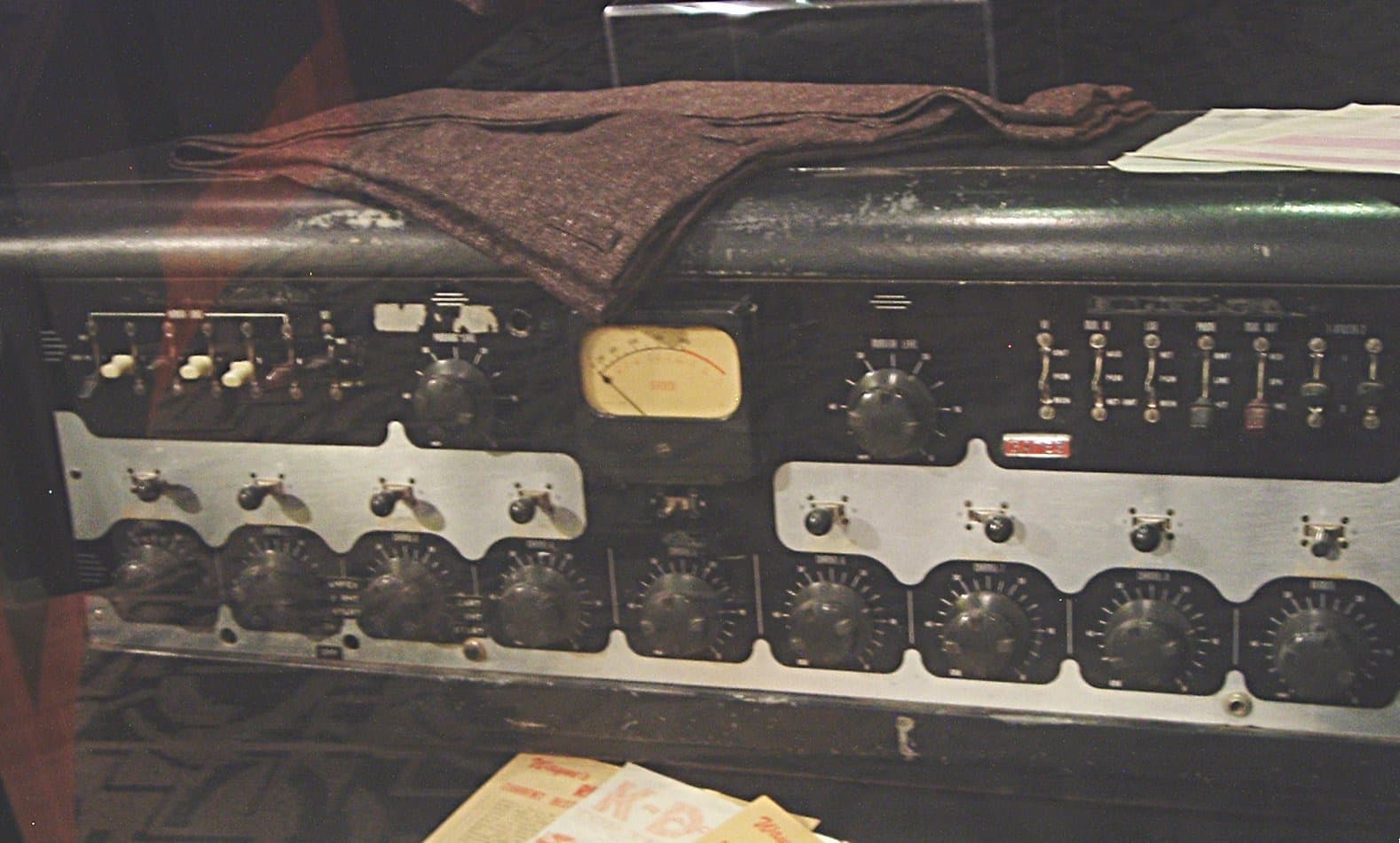 An old valve-era mixing desk with round dials