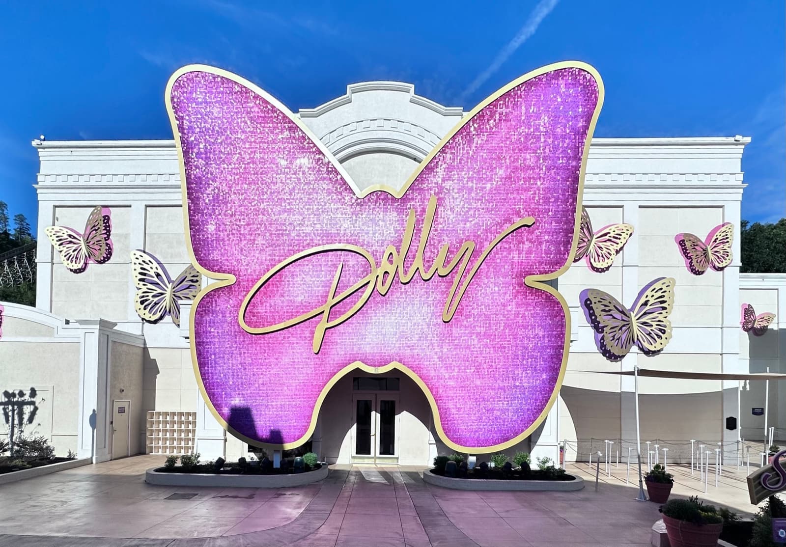 A butterfly-shaped building at the Dolly Parton Experience