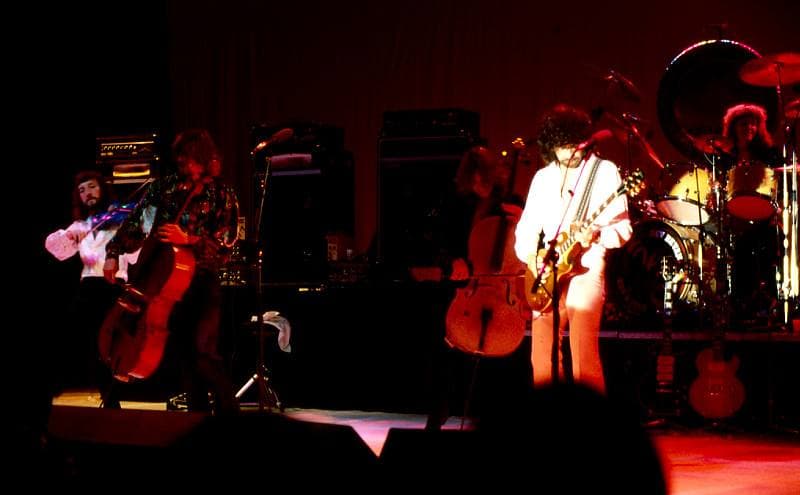 Electric Light Orchestra on a lit stage in Oslo in 1978