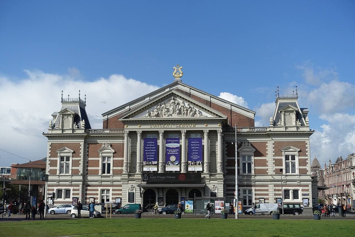 The Concertgebouw facade with its pediment and lyre