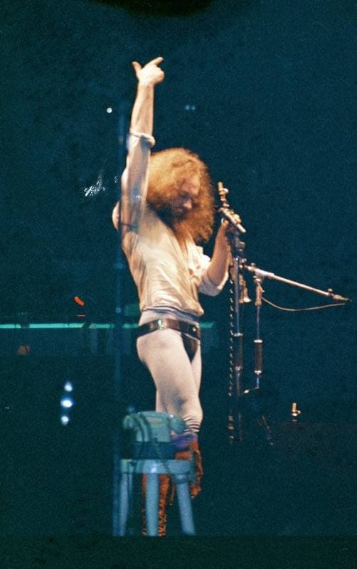 Ian Anderson on stage in 1973 under stage lights