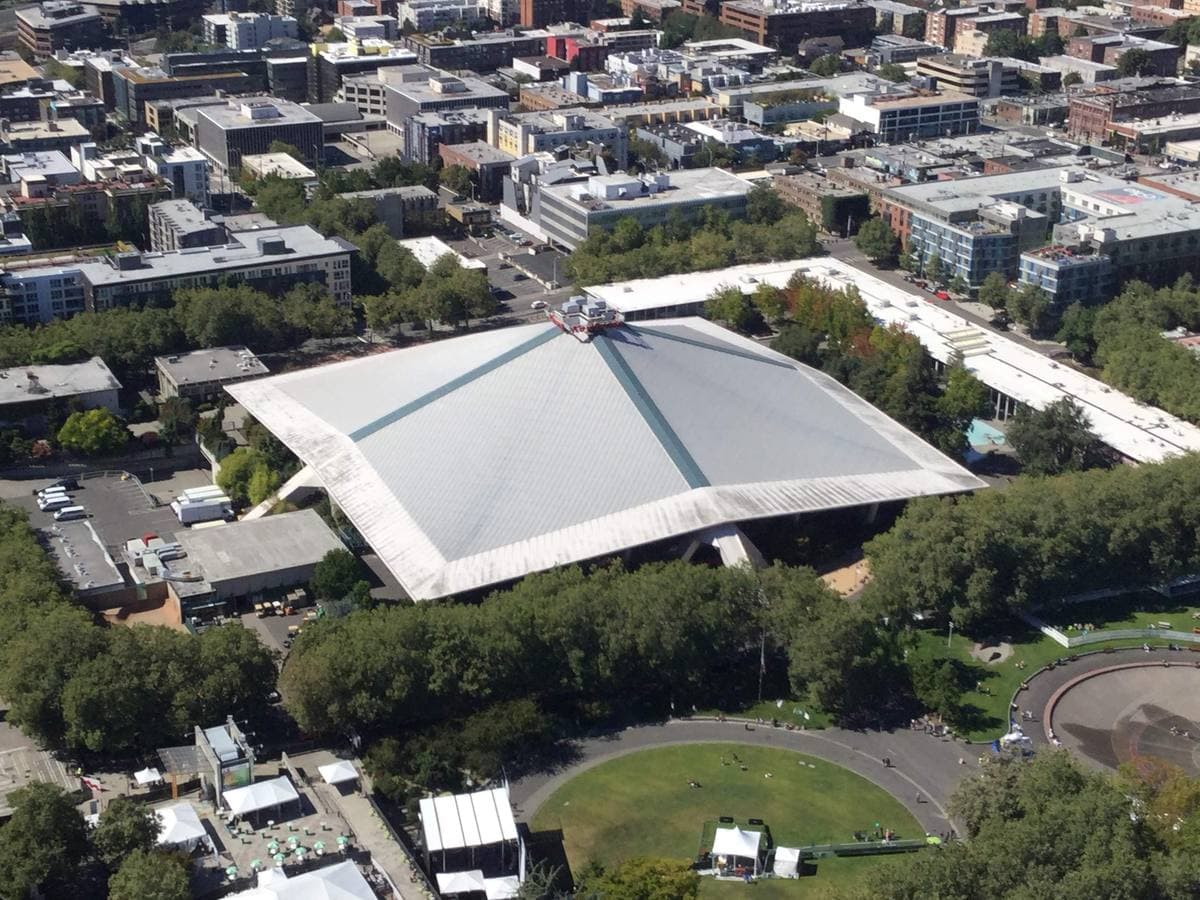 The KeyArena roof seen from above, Seattle