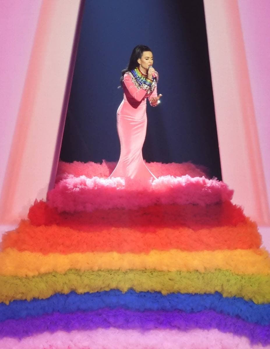 Katy Perry on stage at Play in the Resorts World Theatre