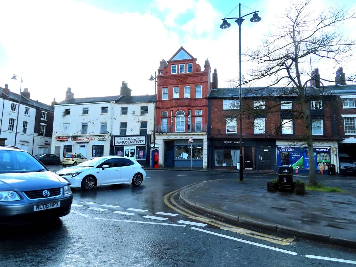 Shops along Market Place in Burslem