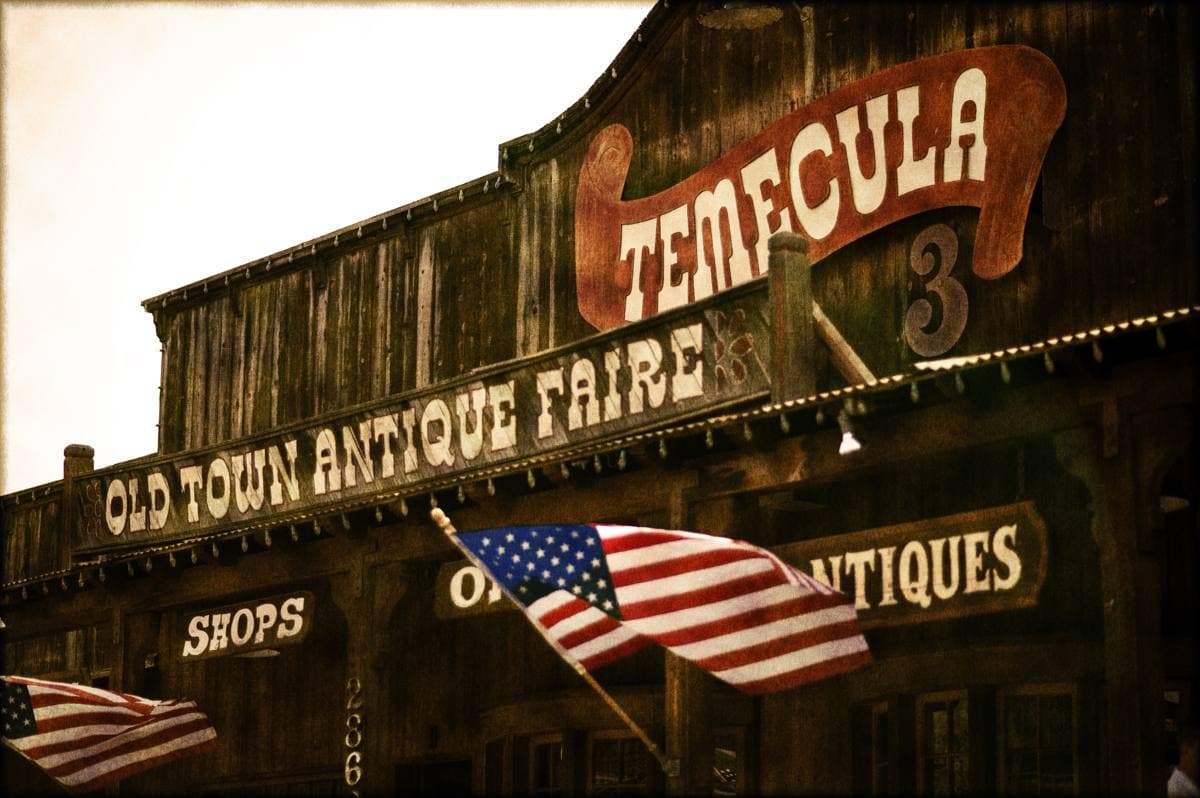 Old Town Temecula’s main street with low western-style buildings