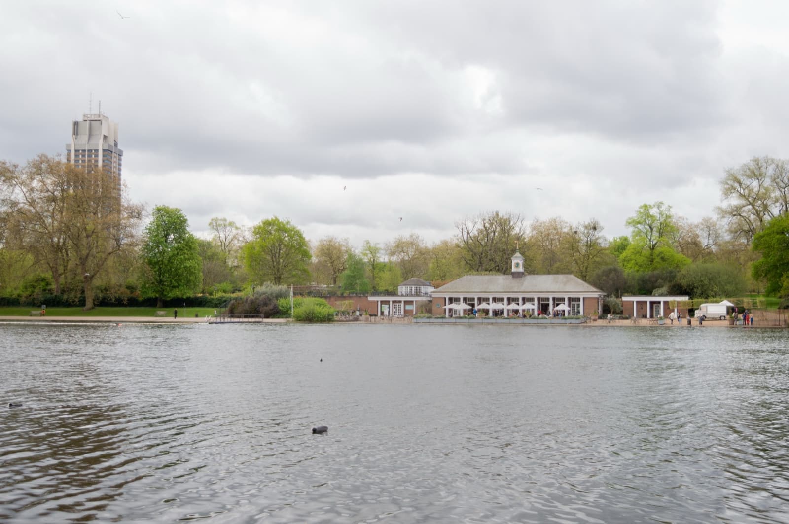The Serpentine lake in Hyde Park on a spring morning