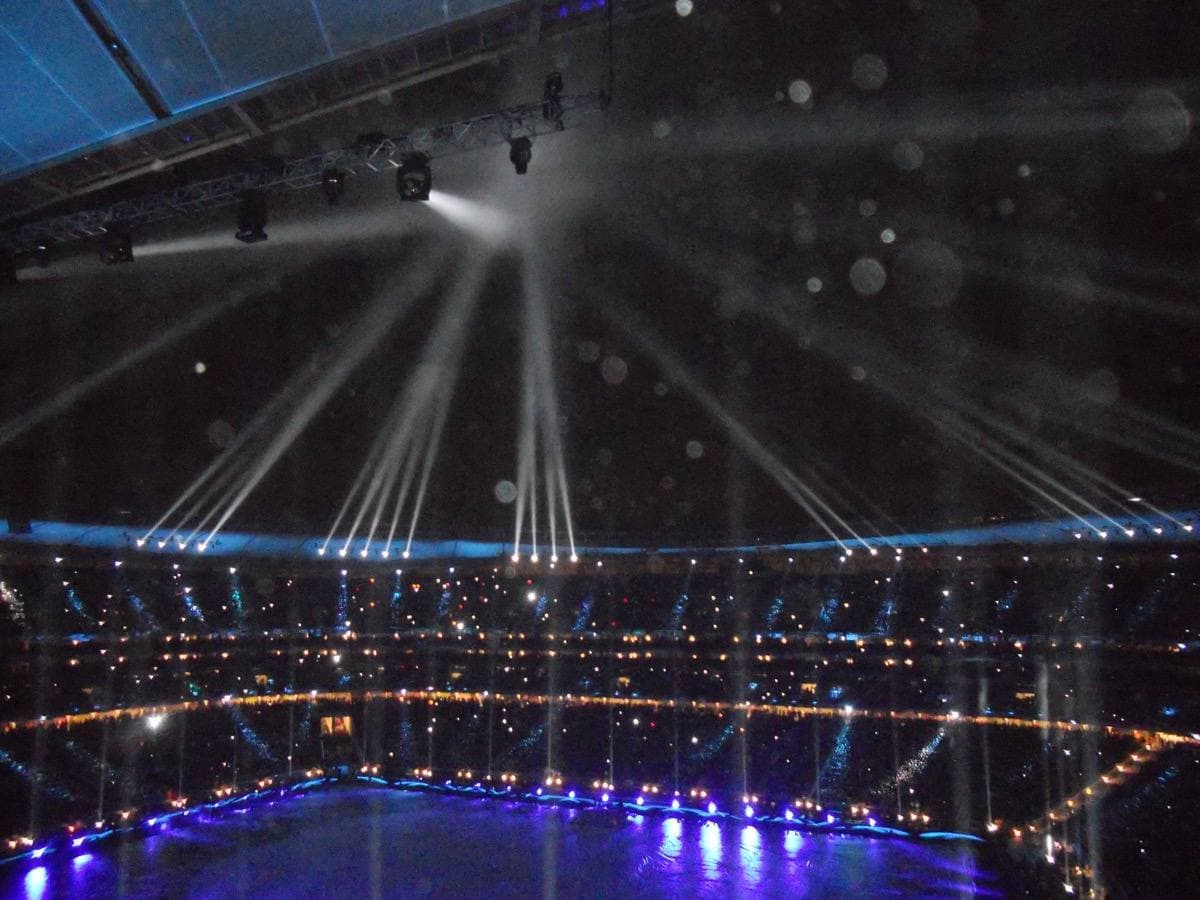 The closing ceremony on the pitch of a packed stadium