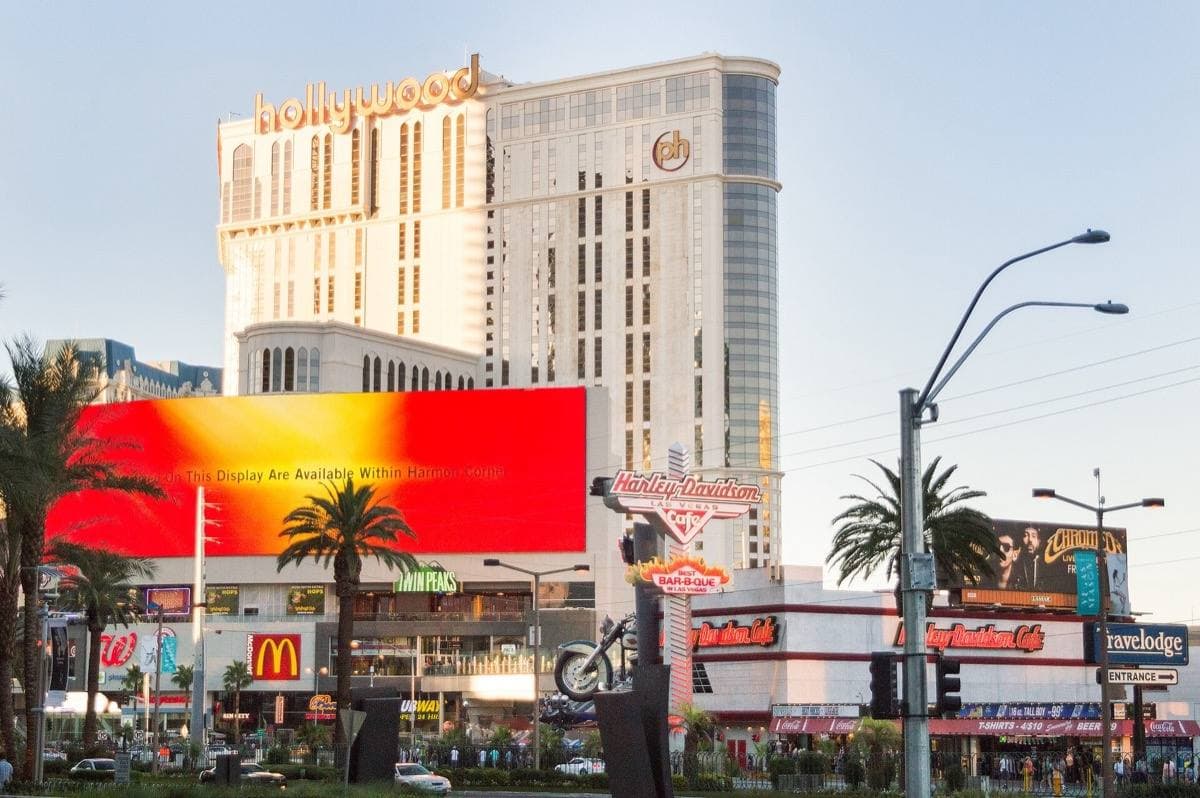The Planet Hollywood casino frontage on the Las Vegas Strip