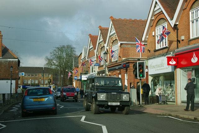 Shops on the High Street in Cobham, Surrey