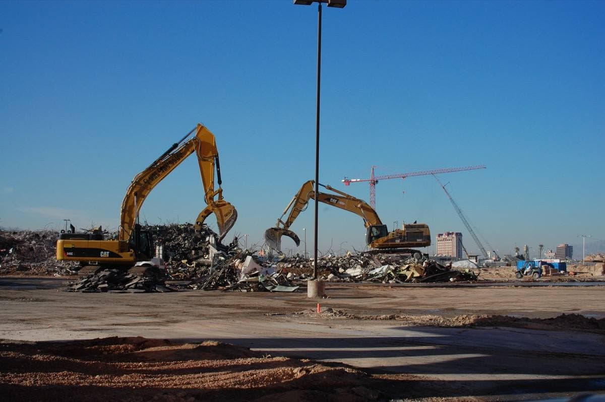 Rubble and machinery on the cleared New Frontier site in Las Vegas
