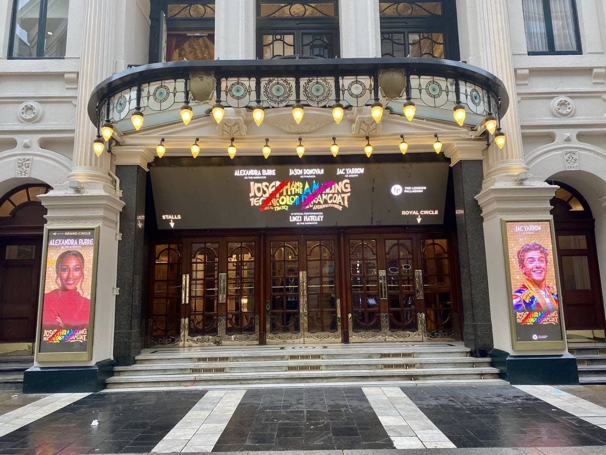 The columned front of the London Palladium on Argyll Street