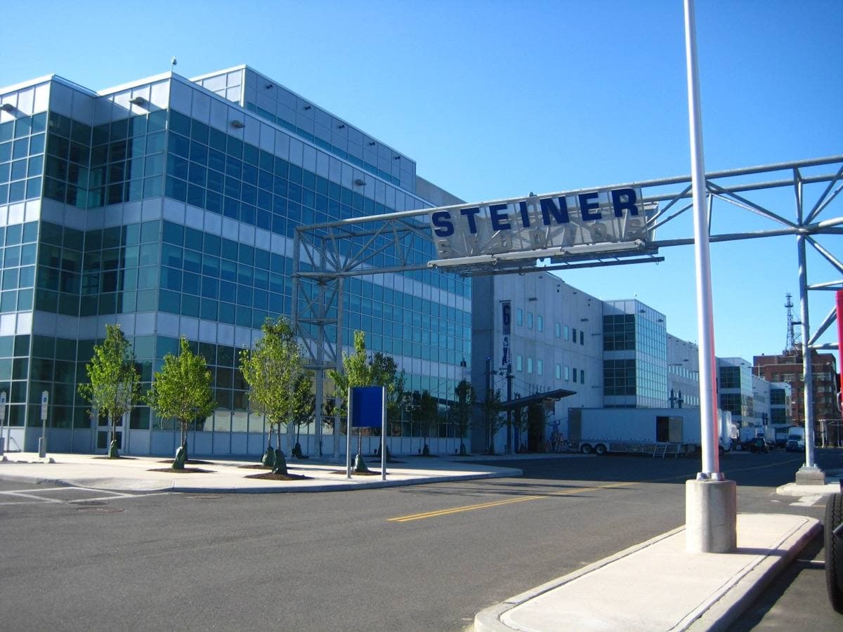 The low exterior of a film studio complex