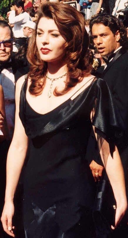 Jane Leeves in a black evening dress on the Emmys red carpet