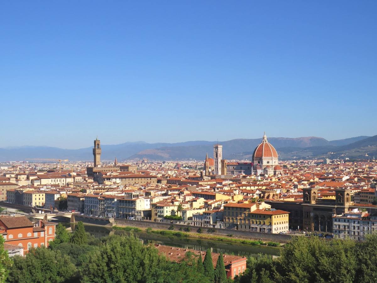 A view over the roofs of Florence to the cathedral dome