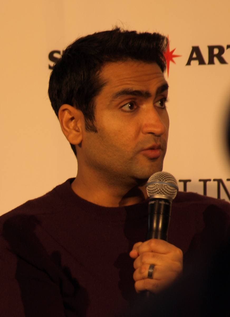 Kumail Nanjiani speaking at a festival panel