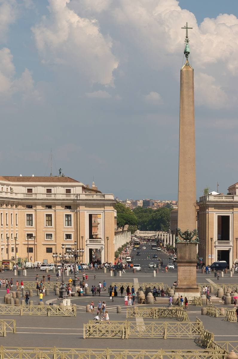 The obelisk in St Peter’s Square with the avenue running away behind it