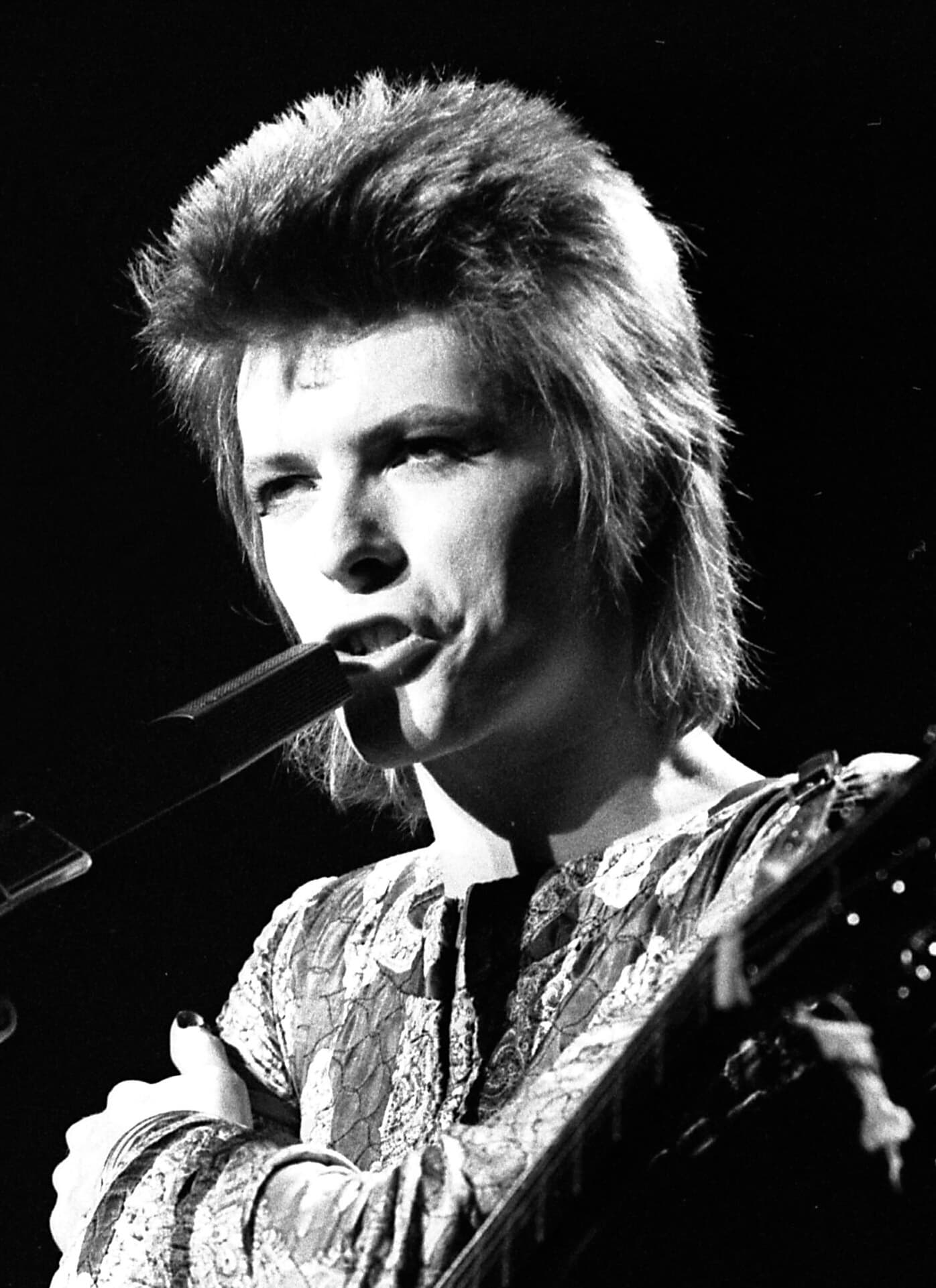 David Bowie performing as Ziggy Stardust in 1972