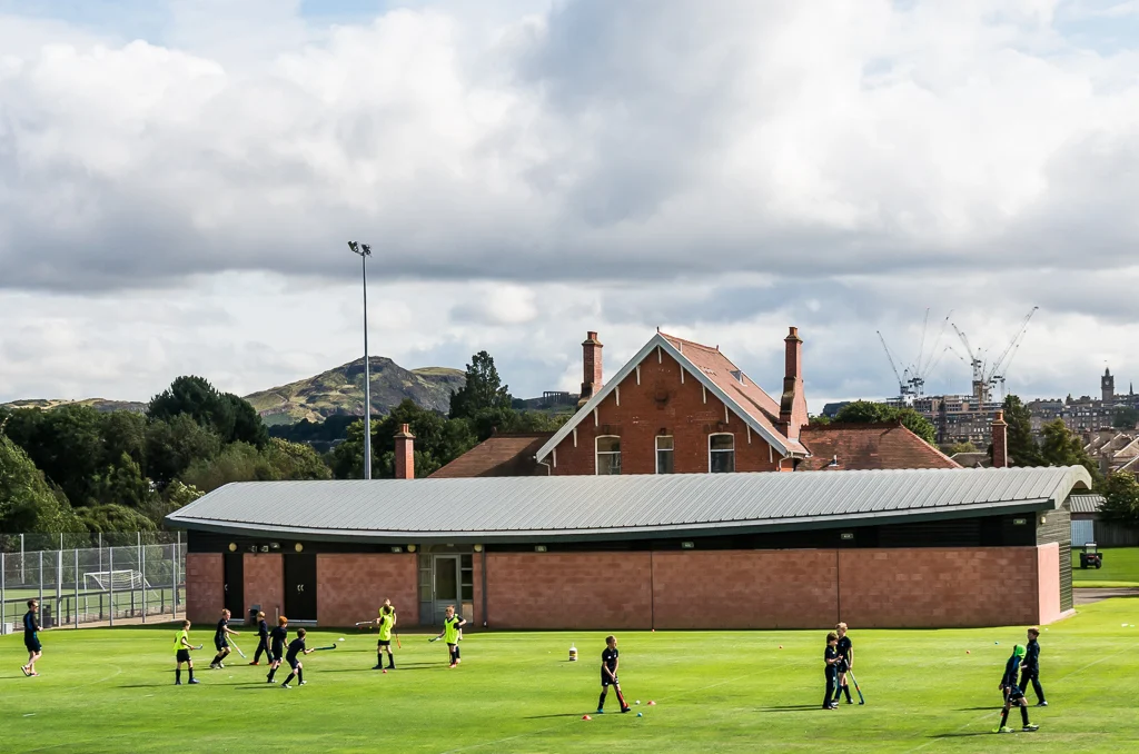 Playing field and pavilions at Goldenacre Sports Ground in 2019