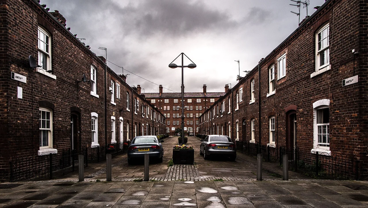 Brick terraces along Anita Street in Ancoats