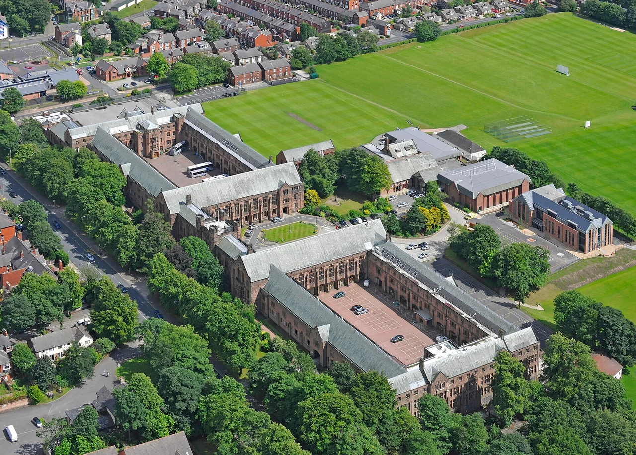 Aerial view of Bolton School campus and playing fields in 2010