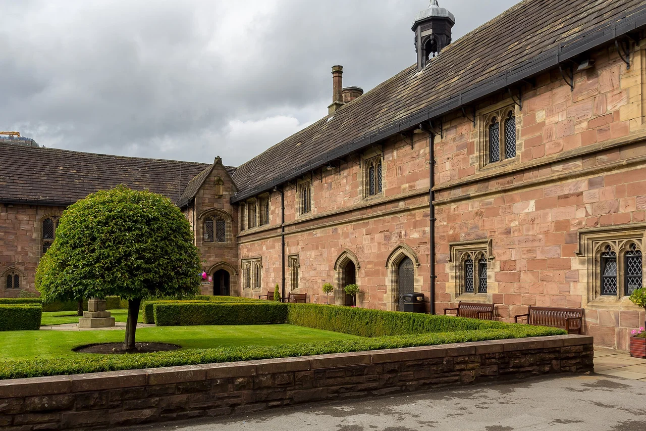 Courtyard and historic buildings within Chetham’s Library complex