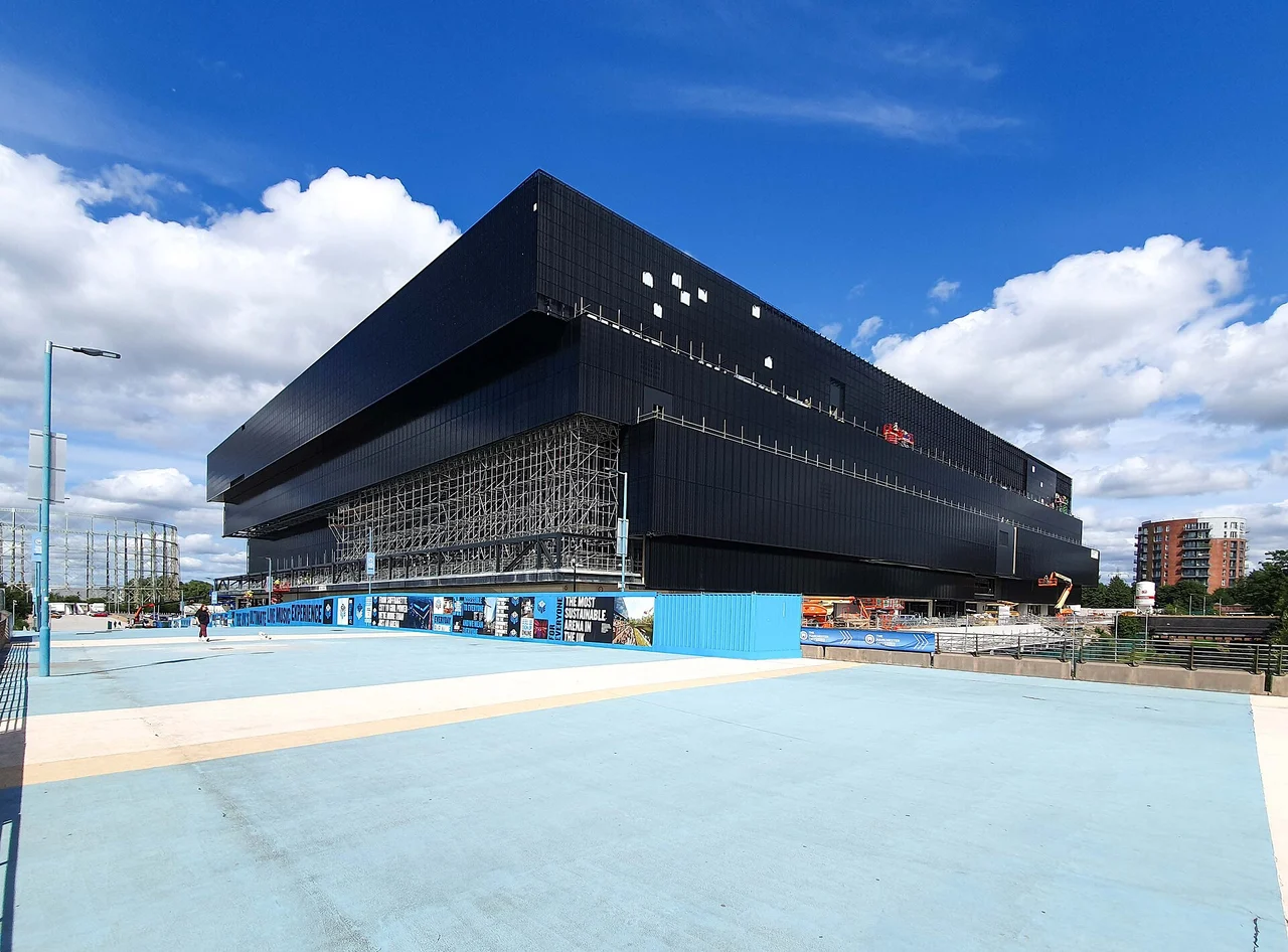 Co-op Live arena exterior during construction in August2023