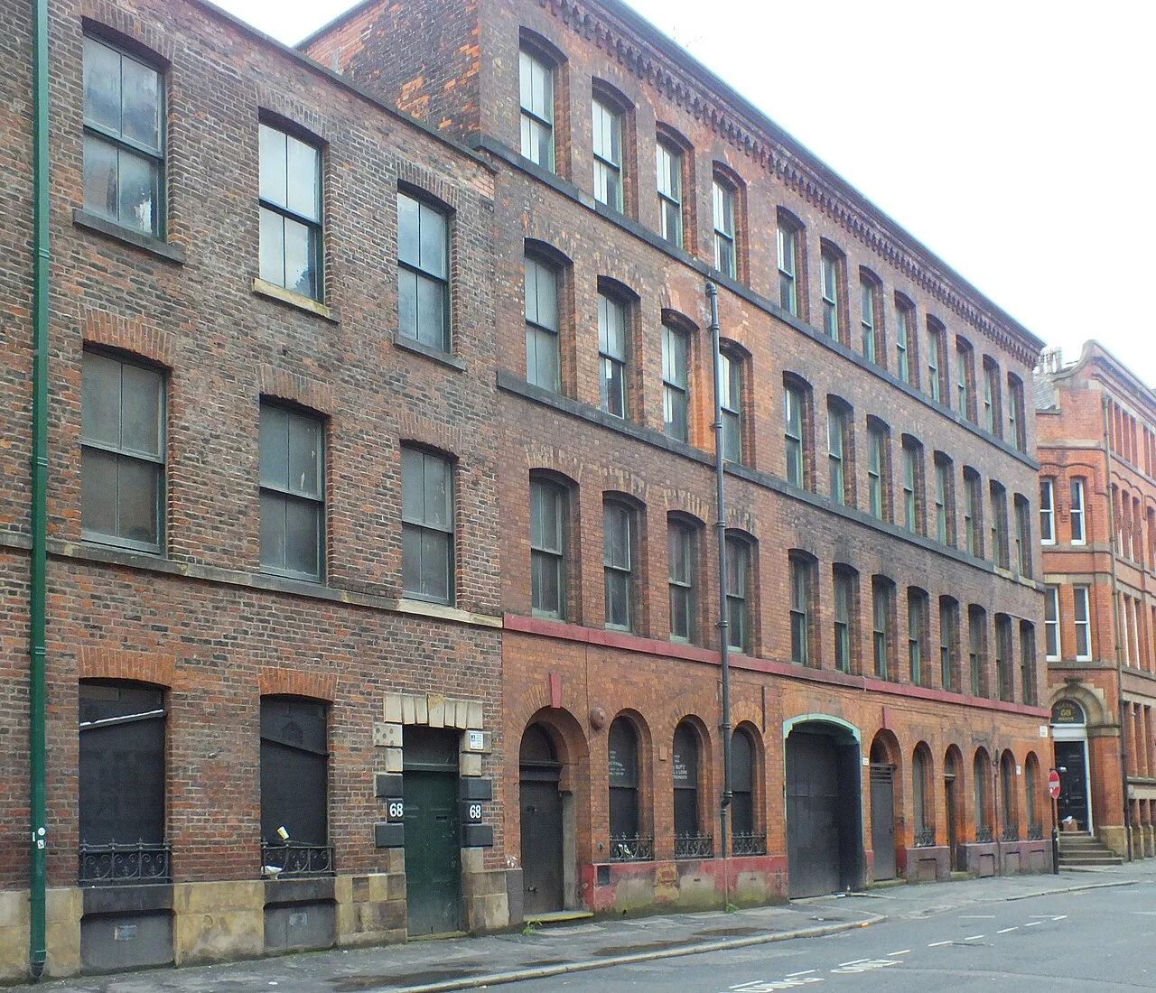 Historic warehouse facades at 64 and 66 Dale Street, Manchester