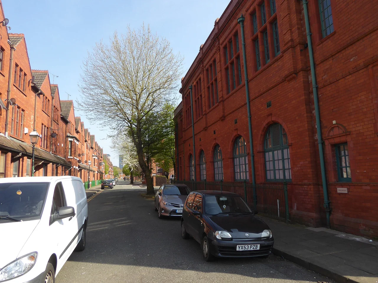 Salford Lads Club exterior along its residential street
