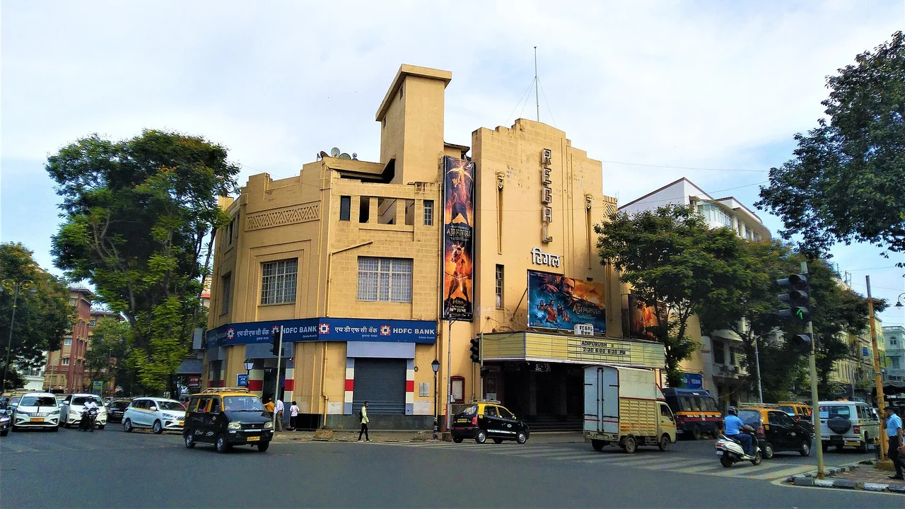 Regal Cinema exterior at its Mumbai street corner