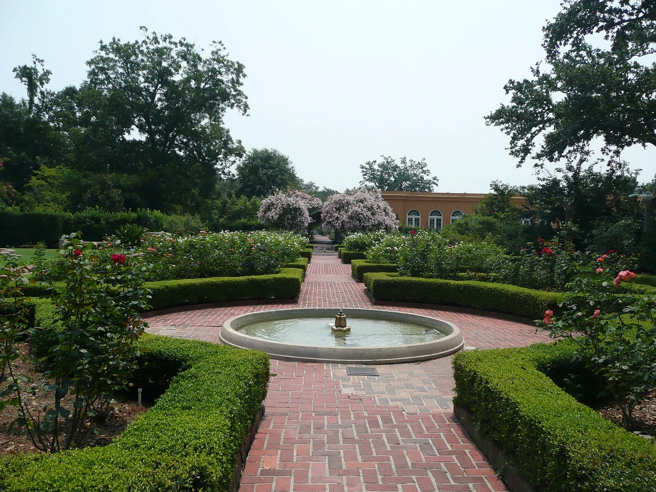 Formal garden and fountain at New Orleans Botanical Garden