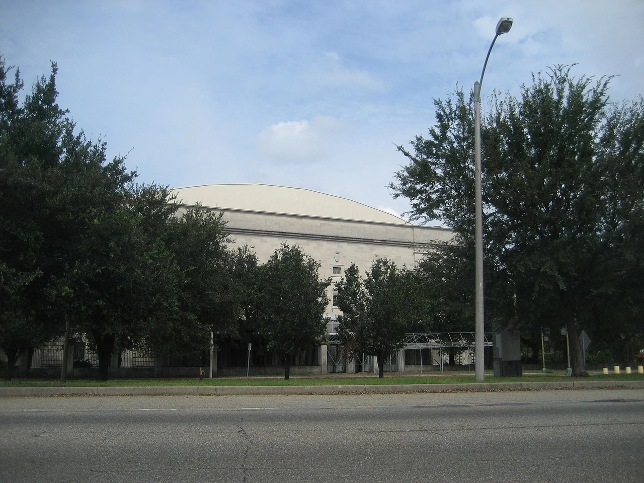 Municipal Auditorium exterior behind trees