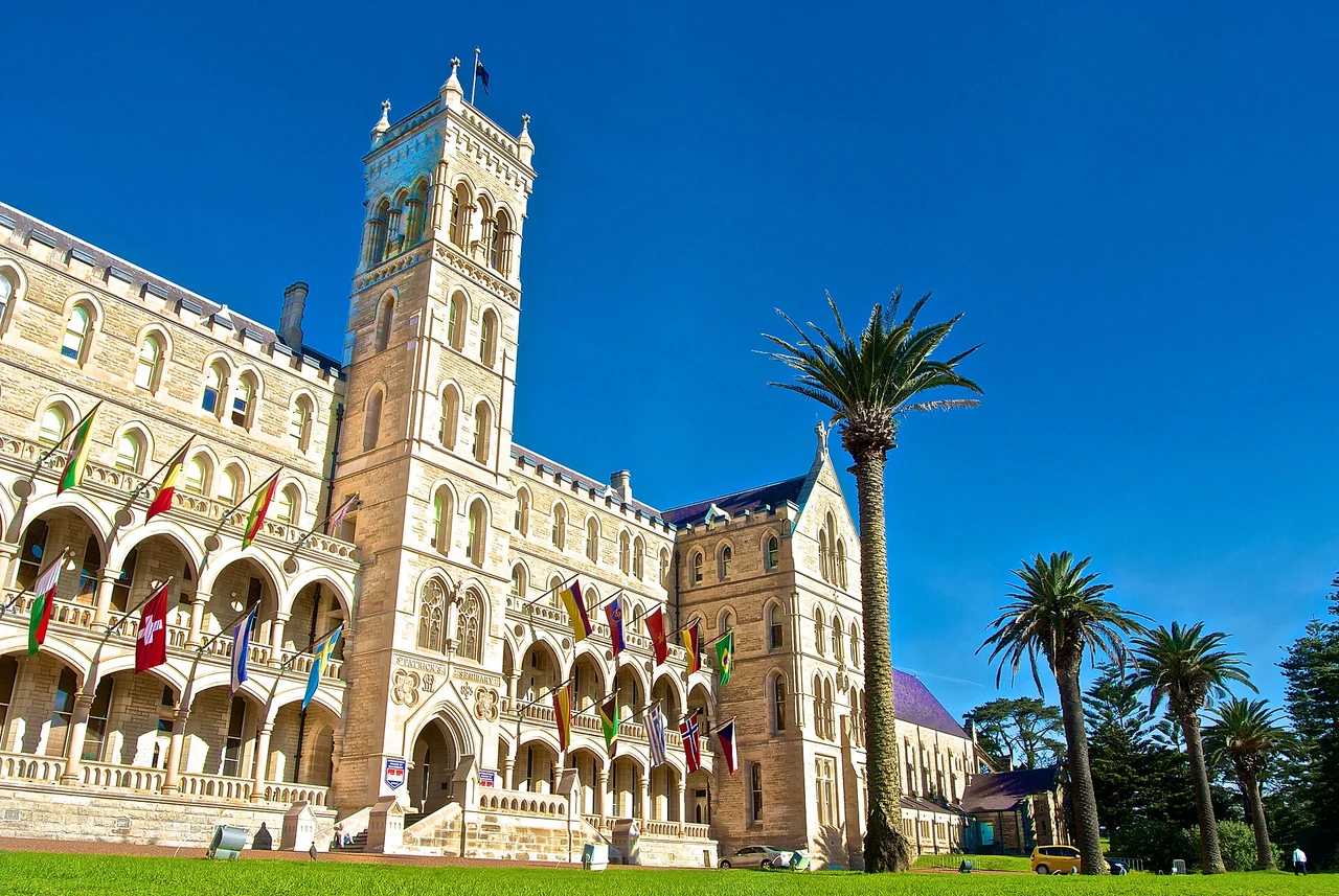 Sandstone facade and tower of the former St Patrick’s Seminary in Manly