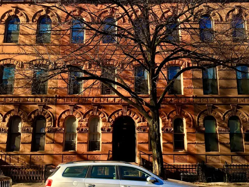 Bedford-Stuyvesant residential block near Marcy Avenue in Brooklyn