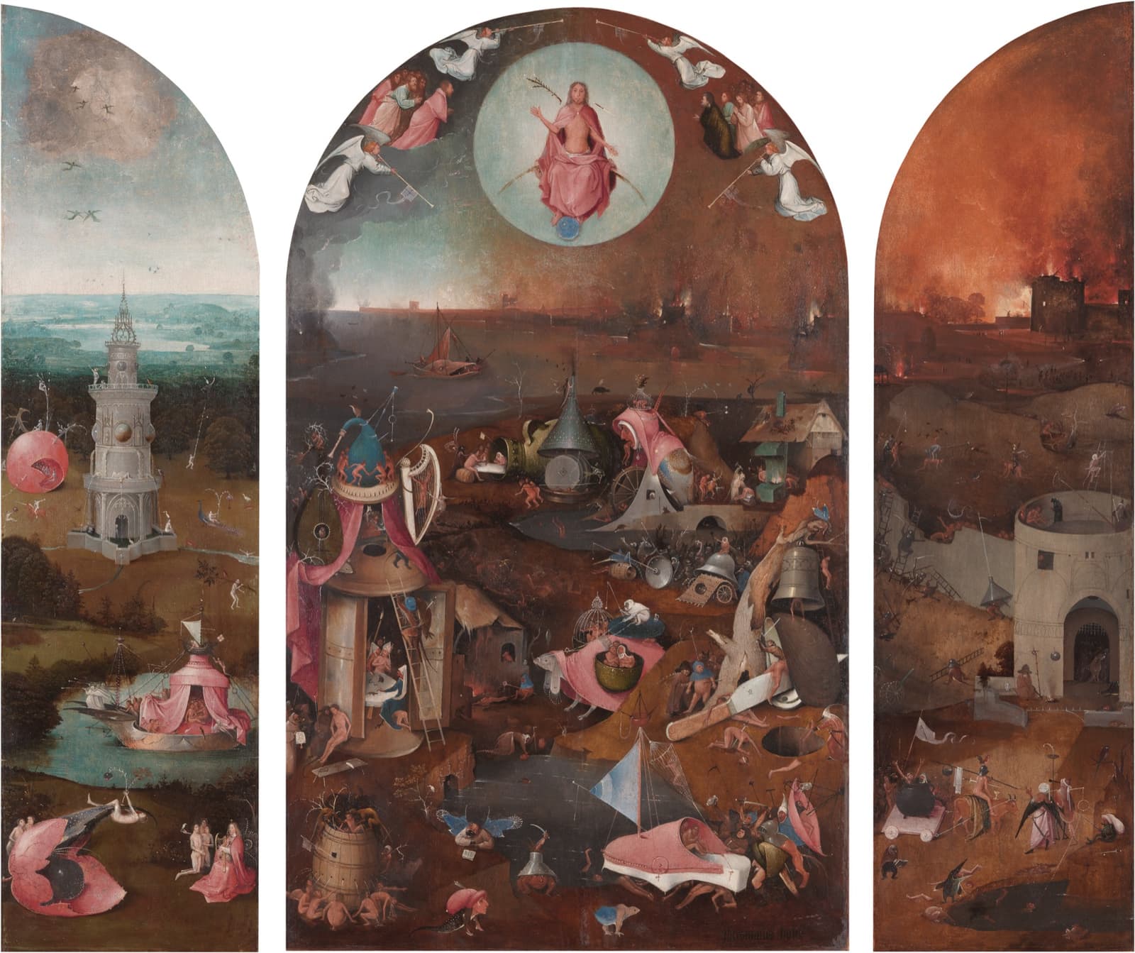 Bosch’s Last Judgement triptych: paradise on the left wing, judgement in the centre, hell on the right