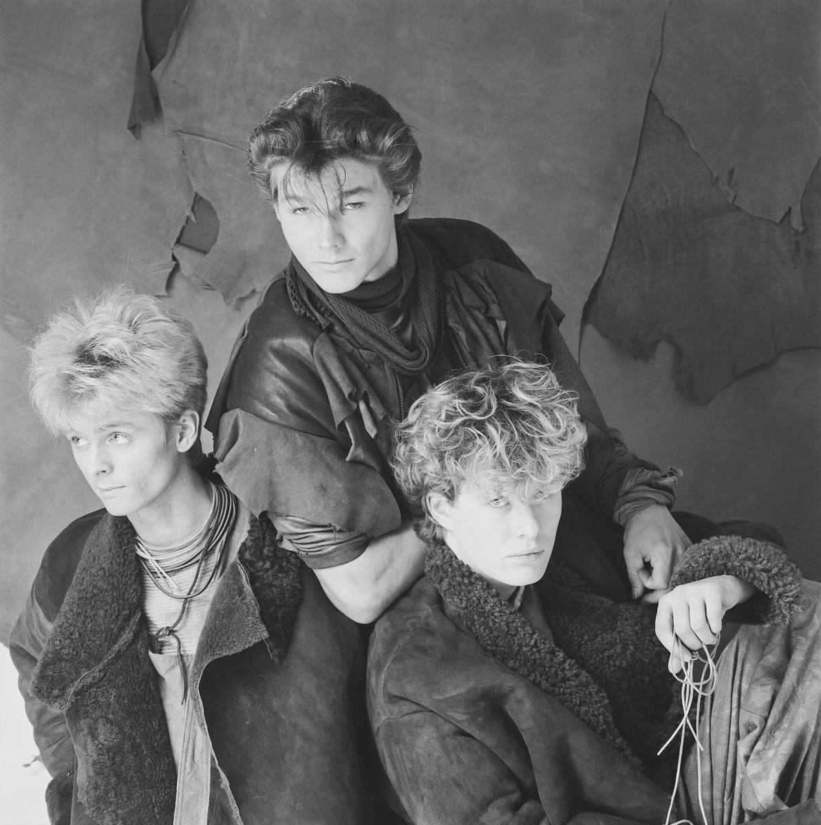 The three members of a-ha photographed together in 1984