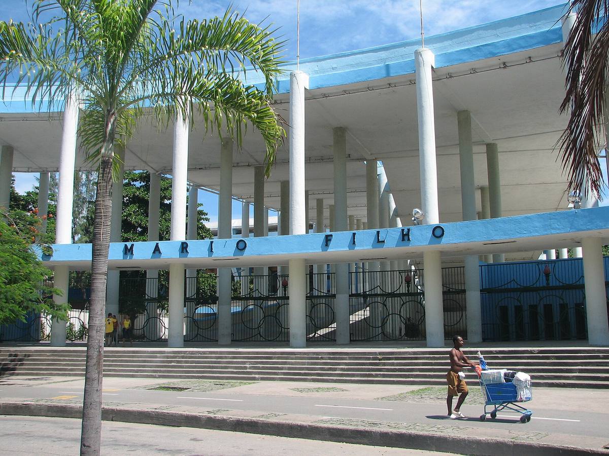 The curved concrete front of the Maracanã stadium in Rio de Janeiro