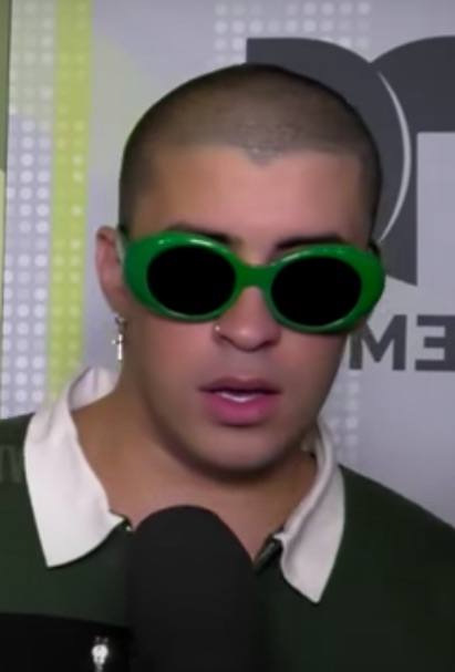 Bad Bunny in sunglasses and a cap during a 2017 interview