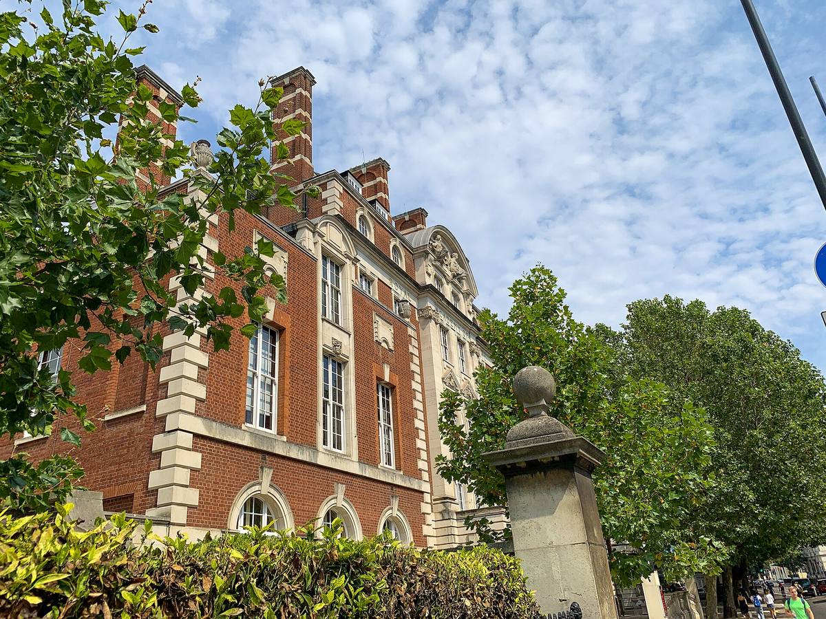 The brick and stone front of the Royal Academy of Music