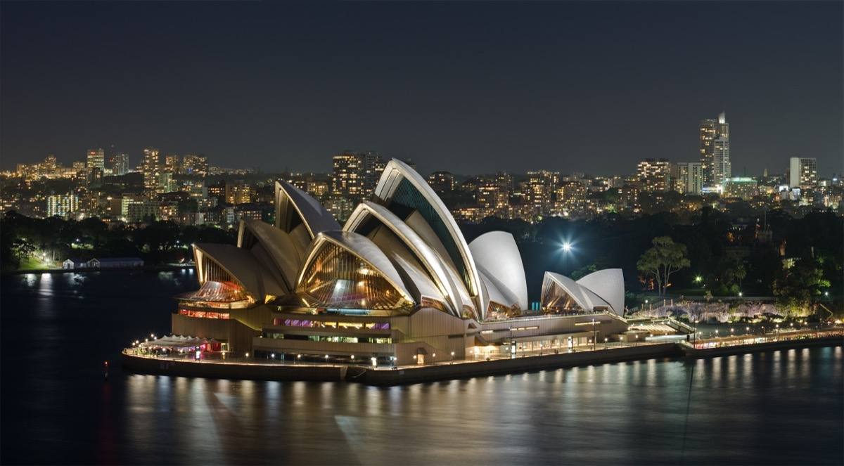 The white shells of the Sydney Opera House across the harbour