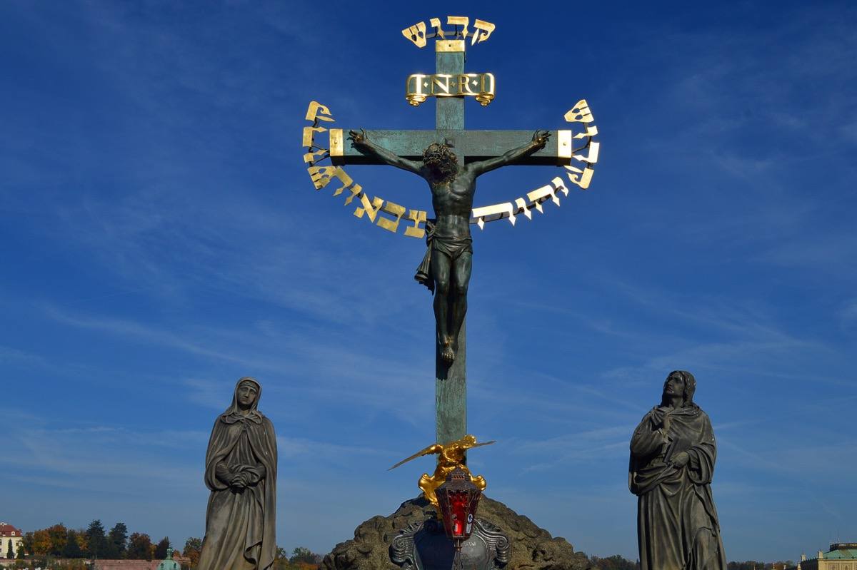 Charles Bridge in Prague with its statues and bridge tower