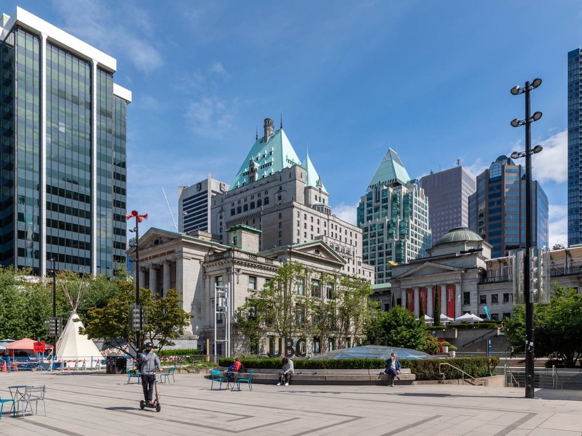The columned neoclassical front of the Vancouver Art Gallery