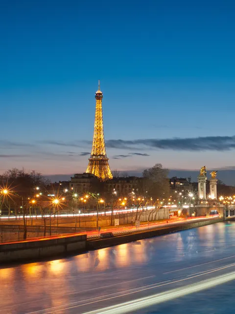 The Eiffel Tower at dusk